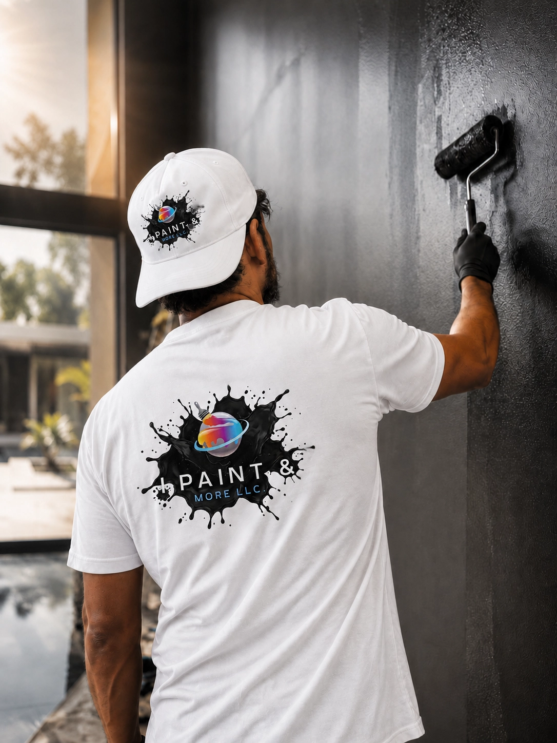 I Paint & More LLC crew painting a modern residential feature wall